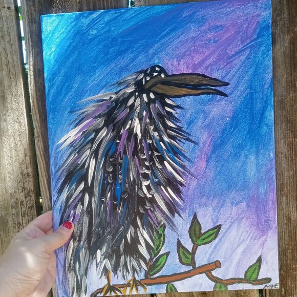 Crow Painting on Canvas - Picture 7 of 12